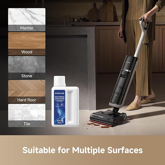DREAME Cleaning Solution for H15 Pro Heat/H15 Pro CarpetFlex/H12 PRO/G10 Pro/H13 PRO/H12S/H12 Pro FlexReach/H12 Dual/G10 Combo/G10/K10, Multi-Surface Floor Cleaner for Oil and Grease(16.9 OZ/500ml)