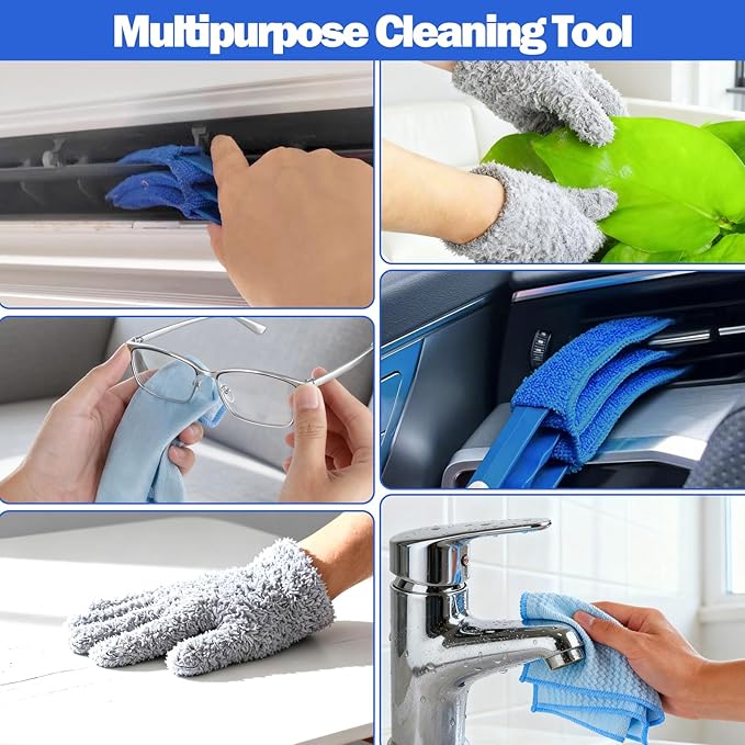 XANGNIER Window Blind Cleaner Duster Tool Set,Blind Cleaning Tools,Washable Multi-Surface Dusting Kit for Wood Blind,Venetian Blinds,Vinyl Blinds,AC Vents,Car Vents,Air Condition,Shutter& Fans
