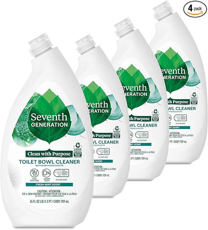 Seventh Generation Toilet Bowl Cleaner Fresh Mint scent 4 Pack Without Chlorine Bleach Ammonia Free 24 oz