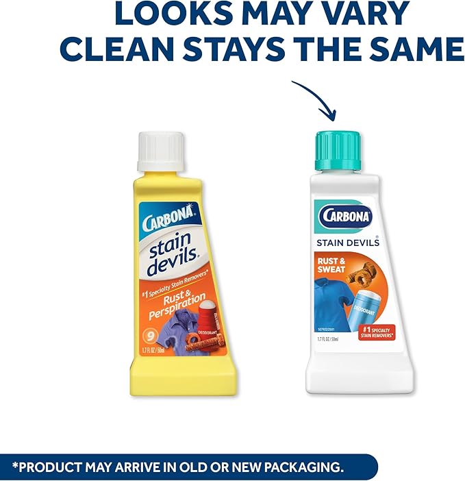 Carbona Stain Devils® #9 | Rust & Perspiration | Professional Strength Laundry Stain Remover | Multi-Fabric Cleaner | Safe On Skin & Washable Fabrics | 1.7 Fl Oz, 1 Pack