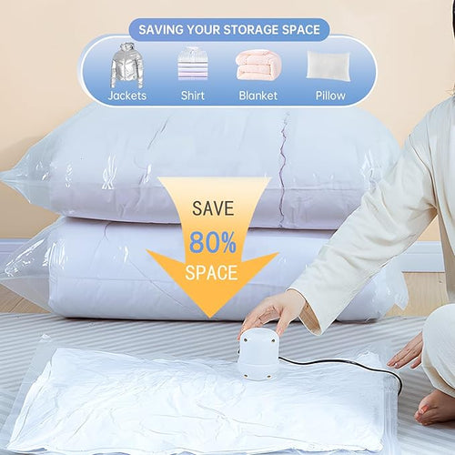 10 Jumbo Vacuum Storage Bags, Vacuum Seal Bags for Clothing, Pillows, Comforters, Blankets, Space Saver Bags with Hand Pump