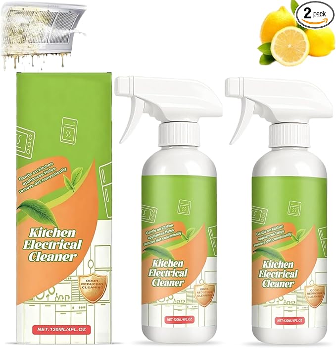 CRIVERY 2PCS Electrolyzed Ion Kitchen Cleaner, Natural Formula Kitchen Appliance Cleaner, Multi-Purpose Heavy Duty Cleaning Spray for Household, Oven, Stove, Range Hood