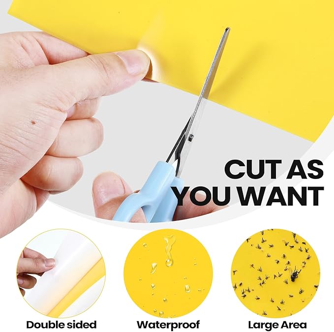 Qualirey 250 Pcs 6 x 8 Inch Sticky Traps for Gnats Dual Sided Fruit Fly Sticky Traps for Indoor and Outdoor Plant with Twist Ties and Plastic Holders for Flying Plant Insect, Fungus Gnats (Yellow)