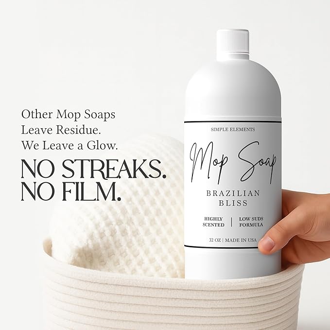 Mop Soap Highly Scented Fragrance, Long Lasting Luxury Floor Cleaner for Hardwood, Tile, Laminate & Stone, Low Suds No Residue Formula, All Mop Types, Made in USA, 32oz Brazilian Bliss Fragrance