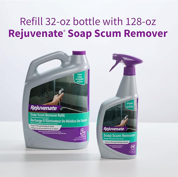 Rejuvenate Soap Scum Remover Refill Easily Dissolves Soap Scum Without Scrubbing, 1 Gallon, 2 Pack