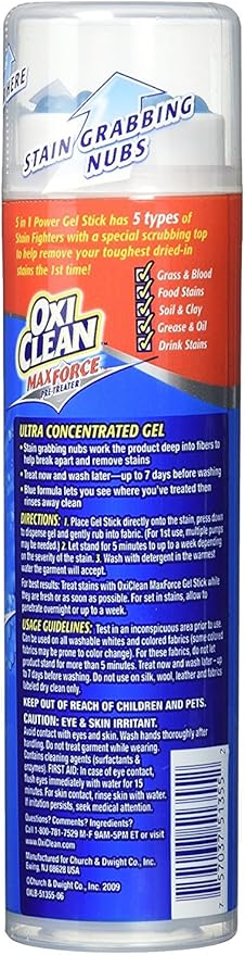 OxiClean Max Force Gel Stain Remover Stick, 6.2 Ounce (Pack of 2)