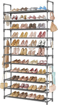 LANTEFUL 11 Tiers Tall Shoe Rack Holds 55 Pairs of Shoes with 18pcs Hooks Sturdy Wide Shoe Organizer Storage Free Standing Metal Shoe Shelf for Closet, Entryway Grey