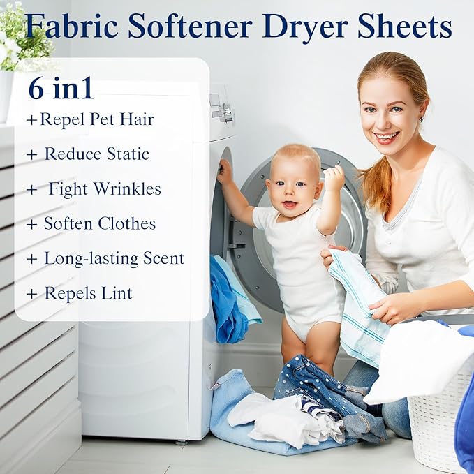 480 Count Dryer Sheets Bulk Fabric Softener Lavender Scent Plant Formula Organic Naturally Softens and Removes Static Cling