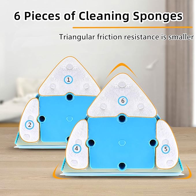 Double-Sided Window Cleaner Glass Wiper Magnetic Cleaning Tools, 5-Gears Adjustable Magnetic Glider Washing Brush Tools, for High-Rise Double Thick Glazed Windows Thickness 0.3"-1" (Blue)