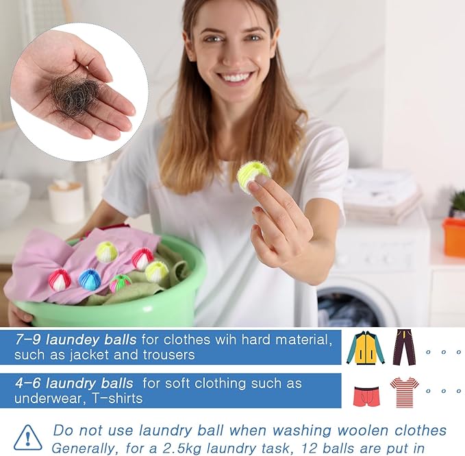 Blulu 12 Pieces Pet Hair Remover for Laundry Dryer Balls Reusable Washing Machine Hair Catcher Pet Dog Cat Catcher Lint Remover (Stylish Color)