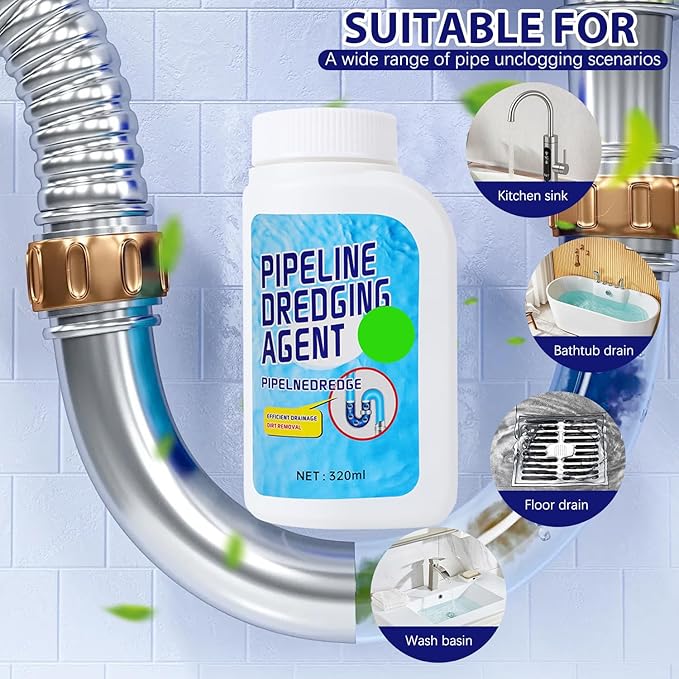 Pipeline Dredging Agent,Powerful Pipe Dredging Agent,Fast Foaming For Kitchen Toilet Pipeline Quick Cleaners,Unclog Toilet Clog And Kitchen Sink Pipe Unblocker Powder
