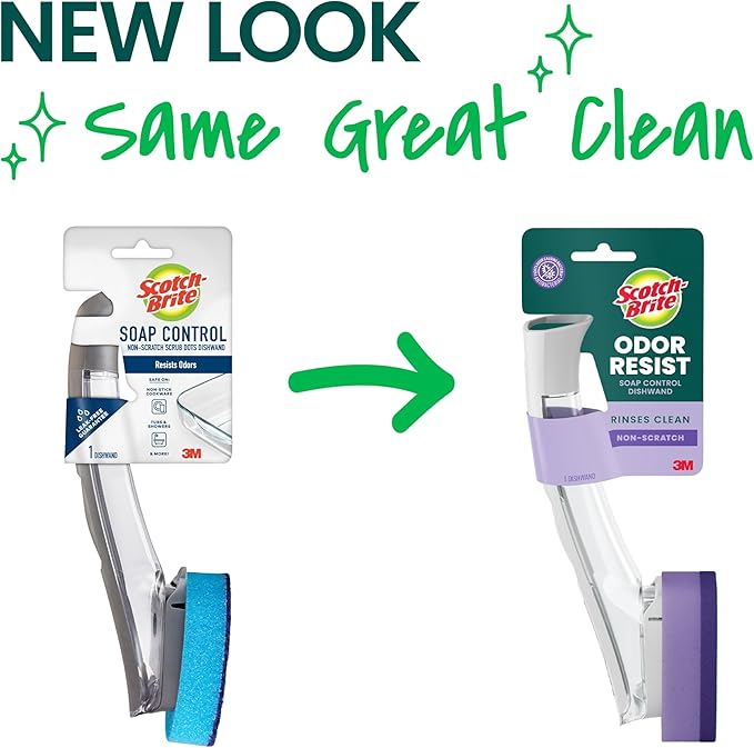 Scotch-Brite Soap Control Odor Resist Non Scratch Dishwand, 1 pack