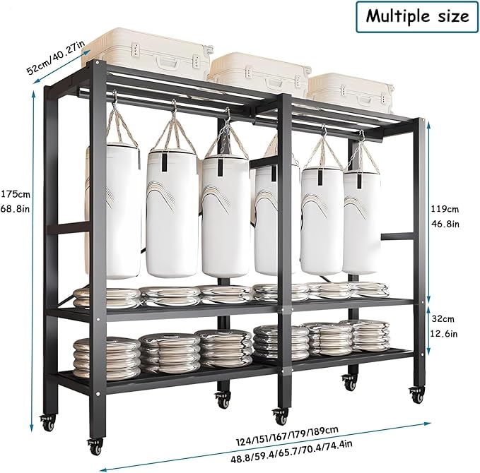 75in Heavy Duty Portable Closet with Cover 1200Ibs Foldable Covered Clothes Rack for Hanging Armoire Wardrobe Closet System Freestanding Coat Storage Garment Racks (190cm/74.8in（black）)