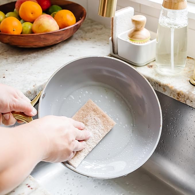Full Circle Neat Nut, Walnut Scour Pads – Pack of 8 – Powerful, Non-Scratch Dish Scrubber Made with Plant-Based & Recycled Materials, Safe for Nonstick
