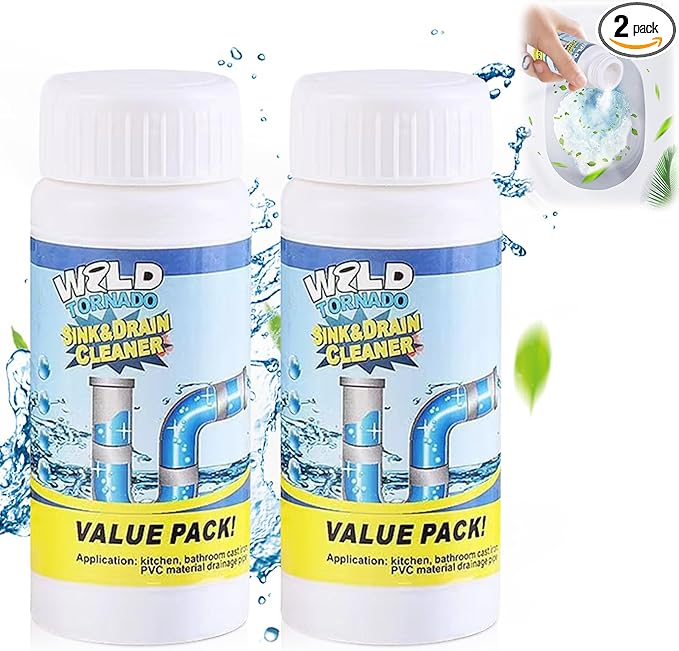 2pc Wild Tornado Pipe Dredge,Powerful Sink Cleaner for Kitchen Toilet Pipeline Quick Cleaning Tool- Wild Tornado Pipe Cleaner - wild sink and drain cleaner- Drain Foam Cleaner