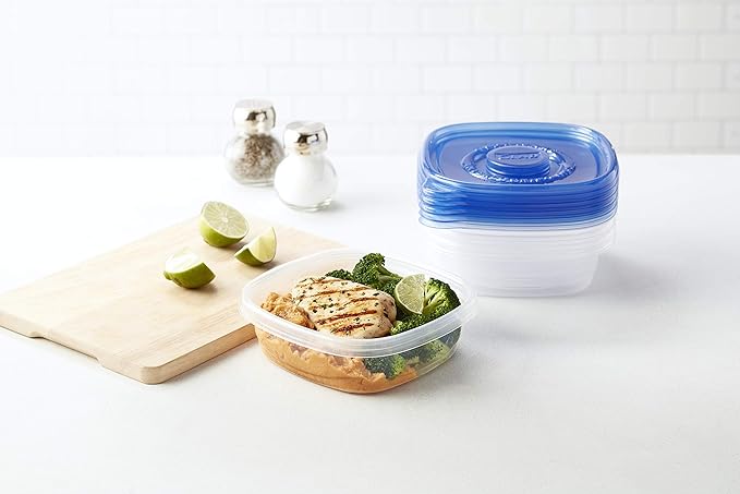 Glad GladWare Entree Food Storage Containers with Lids, Medium Square No BPA Plastic for Meal Prep and Lunches, Lock Tight Seal, Microwave and Dishwasher Safe, 25 Oz, 5 Count - 6 Pack