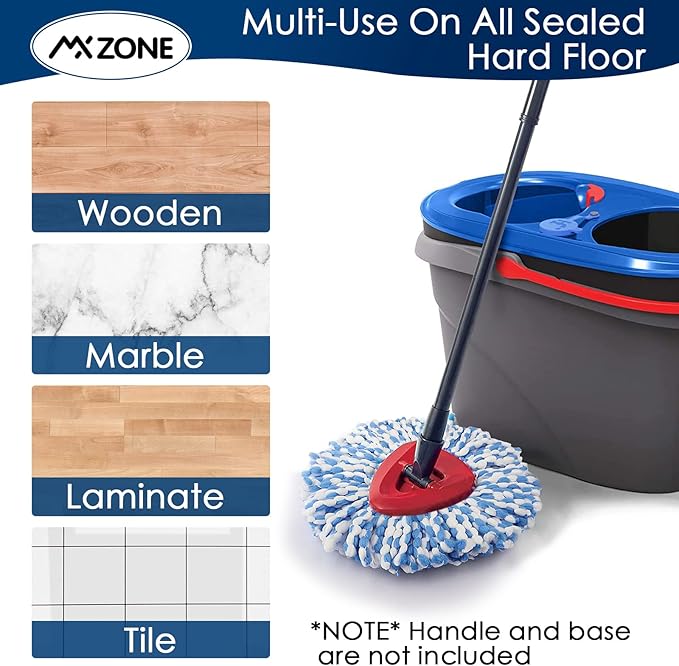 Spin Mop Replace Head for O Ceda Spinning EasyWring Rinse Clean Mop Refill, Mop Head Replacement fit 2 Tank System Mop Bucket, Microfiber, 2 Packs