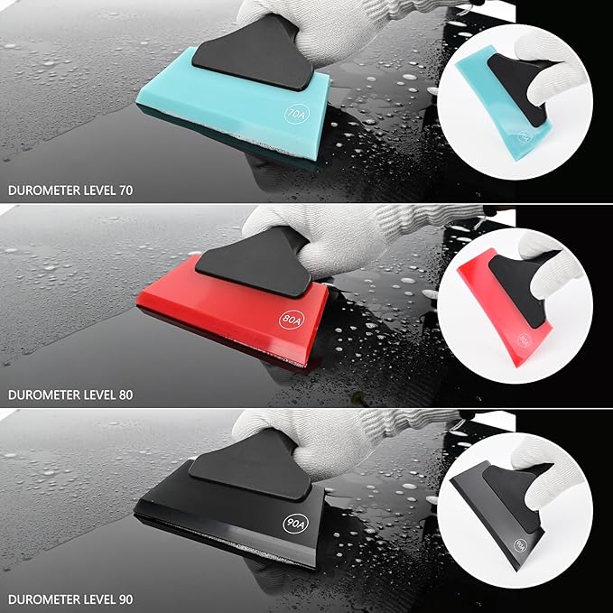 EHDIS Multi-Purpose Small Rubber Squeegee for Window, Glass, Shower Door, Car Windshield Squeegee with Different Hardness Anti-Scratch Small Window Squeegee (Mix)