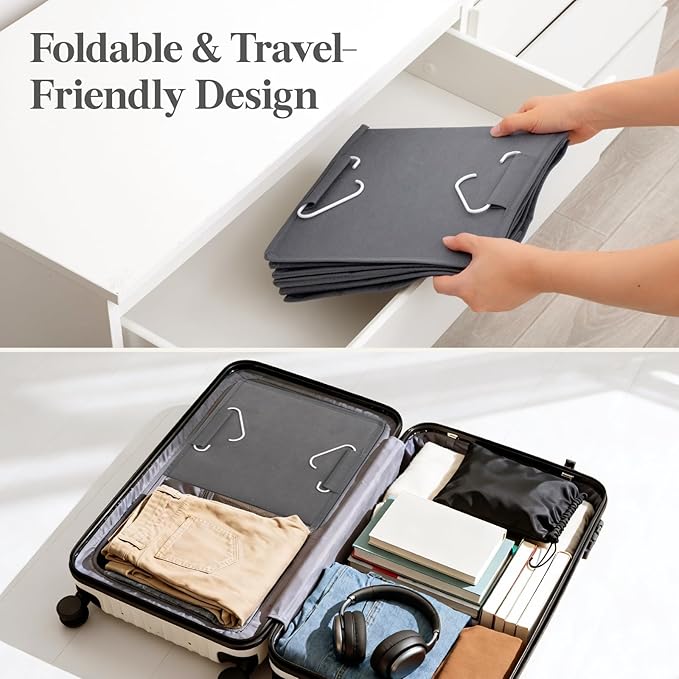 Lifewit 5 Tier Hanging Closet Organizer and Storage for Shelves, Foldable Clothes Shelf with 2 Sturdy Hooks, Sweater/Coat/Shoes Clothing Organization for Wardrobe, Dorm, Bedroom, Gray