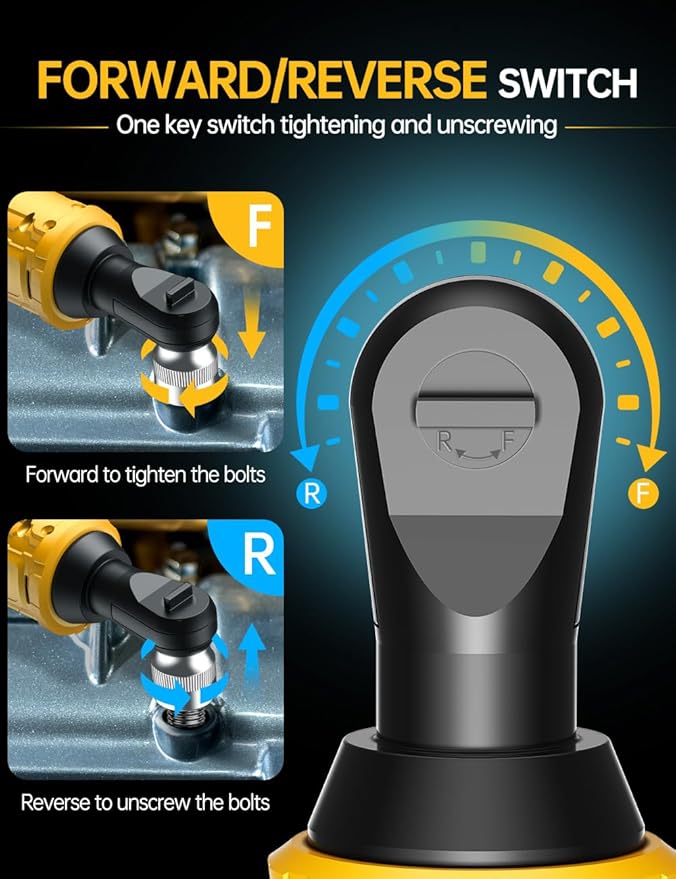 1/2 Inch Cordless Ratchet Wrench, for DEWALT 20V Max Battery, 88Ft-Lbs, 0-400RPM, Electric Ratchet Wrench Set with Variable Speed Trigger, Reinforced Head, R&F Switch, 7 Sockets, 1/2" to 3/8" Adapter