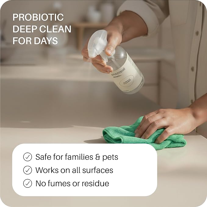 Everneat Probiotic Surface Cleaner Concentrate – Cleans for Days, Refillable, Non-Toxic | Plastic Spray Bottle | Lavender, Clary Sage, Copaiba & Orange | 1 oz (Just Add Water)