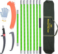 Manual Pole Saw for Tree Trimming, 27 FT Manual tree purner with 8-Section Fiberglass Handle, Sharp steel Blade, Easy to Carry and Extendable Design for Tree Maintenance, Green