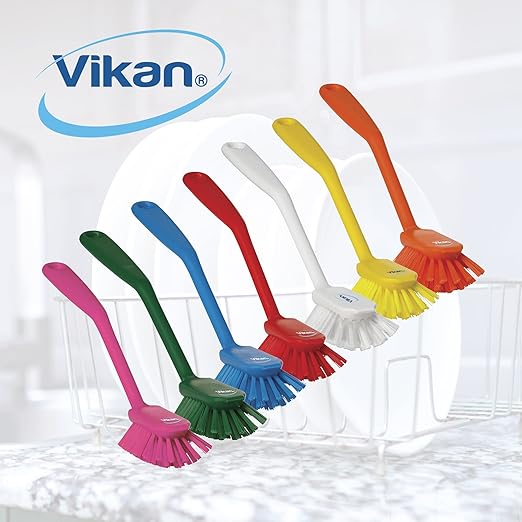 Vikan 42375 Brush,Dish,Scraping Edge,Medium,11",PP/PBT,White