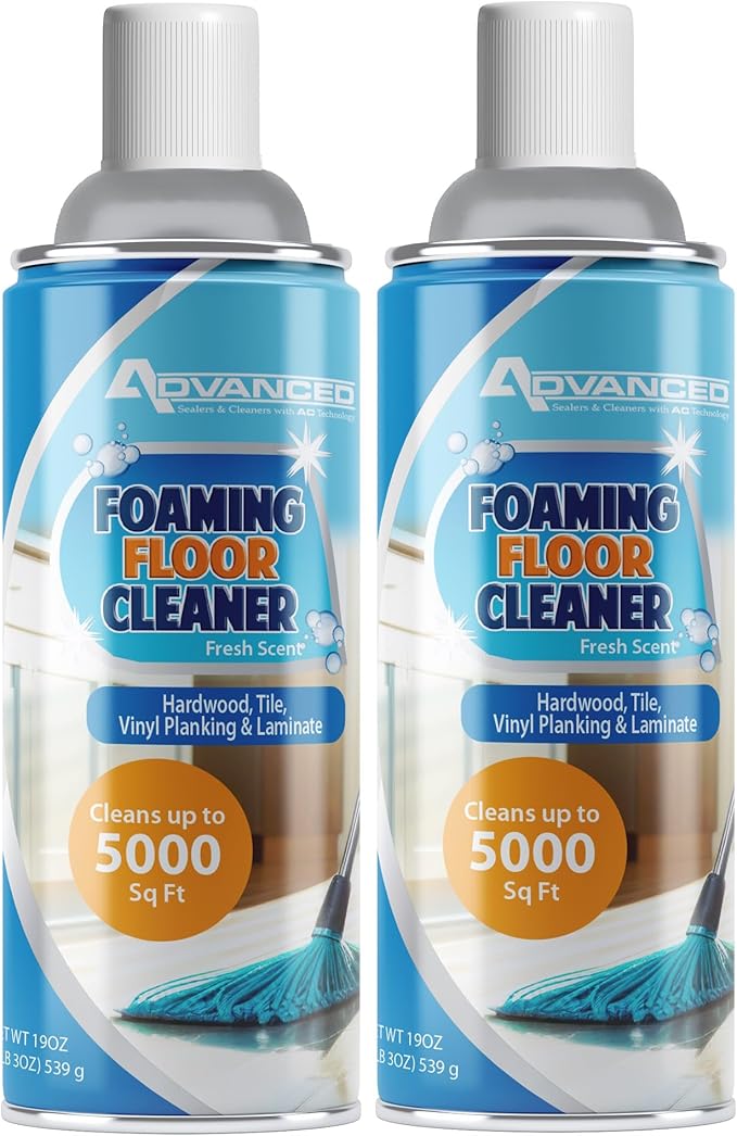 ADVANCED Sealers & Cleaners Aerosol Foaming Floor Cleaner - No Rinse Multi Surface Cleaner for Porcelain, Vinyl, Laminate, Tile, & Hardwood 19 oz - 2 Pack