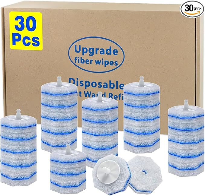 30 Count Toilet Wand Refills for Clorox, Disposable Toilet Wand Refill Compatible with Clorox ToiletWand Clean System, Upgrade Fiber Bowl Cleaner Brush for Closestool Cleaning.（not included brush rod）