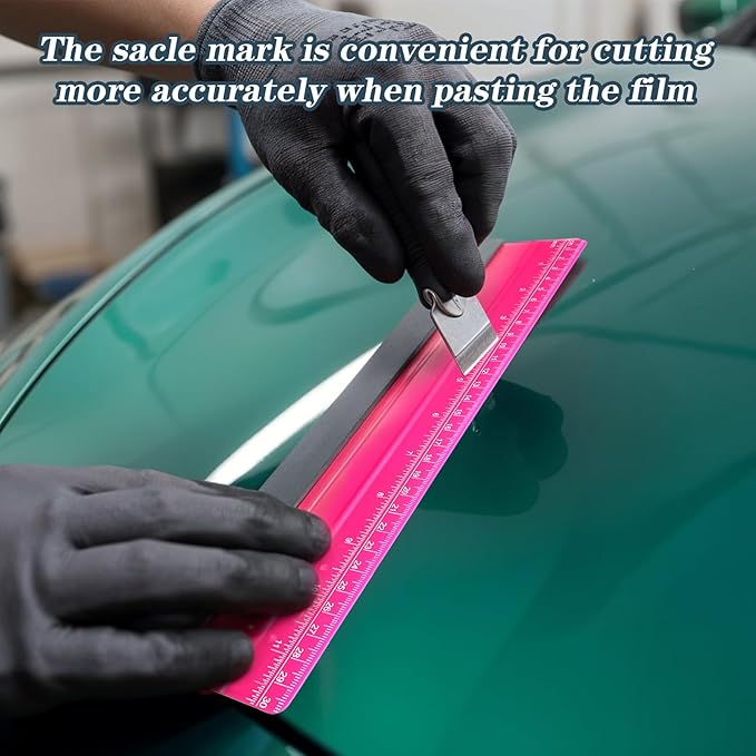 Felt Squeegee, 12 Inch Vinyl Squeegee Wallpaper Tools Window Tint Squeegees Wallpaper Smoothing Tool with 30CM Ruler, Window Tint Squeegees for Decals, Sticker Paper