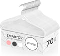 Smartor Velvet Hangers 70 Pack, White Non Slip Clothes Felt Hanger Heavy Duty for Coat, Premium Slim Space Saving Hangers for Closet Organizer and Storage, 360° Rotating Silver Hook