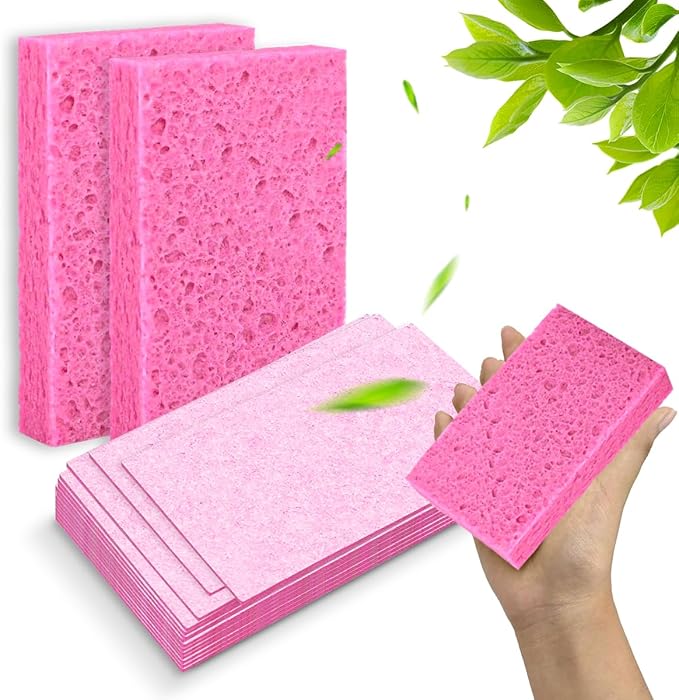 6 - Pack Non-Scratch Scrub Sponges - Sponges for Dishes and Washing Dishes, Cleaning Sponges for Kitchen Home Office, Magical 3D DIY Art and Craft Suppliers（Pink）