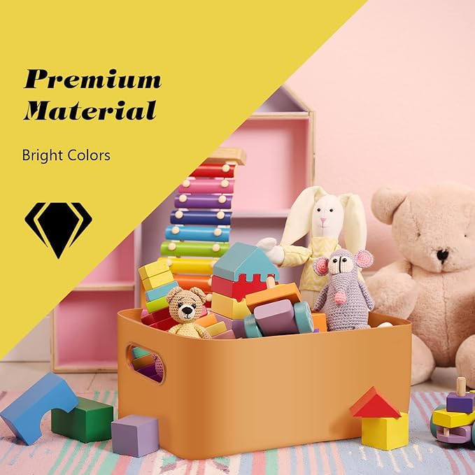 OWill 7-Pack 7.2 L Plastic Storage B-ins and Baskets for Efficient Home Classroom Organization - Small Containers in Multiple Colors for Kitchen, Cupboard Box, Bathroom Organizer on Shelves and Tubs