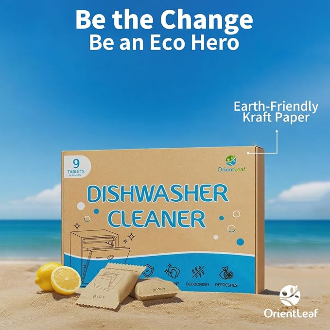 Dishwasher Cleaning Tablets, Lemon Scent 9 Month Supply, Dishwasher Cleaner and Deodorizer, Dish washer Descaler