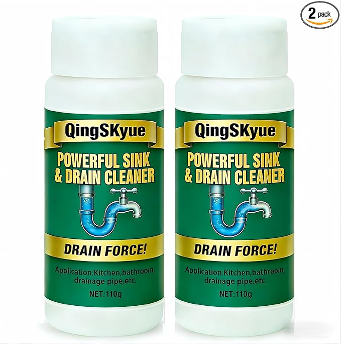 2 Pack Pipeline dredging agent, Drain Clog Remover Powder: Sink Drain Cleaner Unscented Fast Foaming for Kitchen, Bathroom Pipes & Floor Drains | for Routine Home