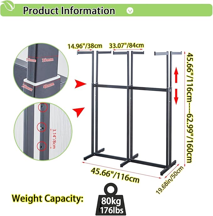 Floor Standing Metal Garment Rack - Heavy Retail Display Racks With Wheels, 6 Arms Clothing Rack, Square Tubing Portable Shirt Rack, Merchandise Display RackFor Hanging Clothes (Pink)