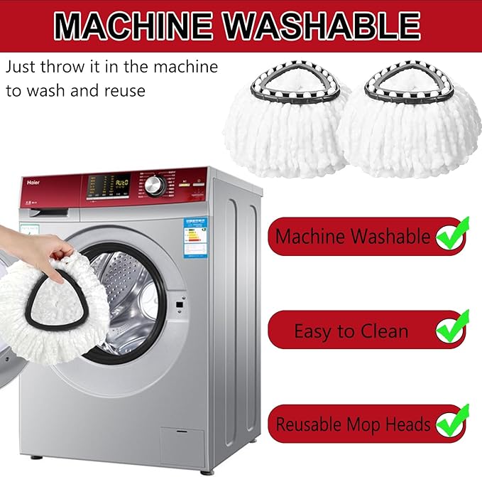 20 Pack Spin Mop Replacement Heads, 100% Microfiber Spin Mop Refill for Easy Wring Compatible with Triangle 360 Degree Spinning Mop Replace Head for Floor Cleaning