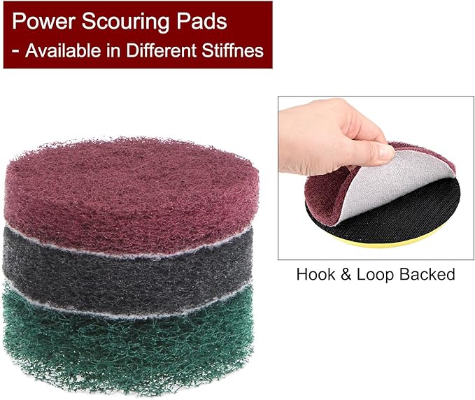 HARFINGTON 6pcs Drill Power Brush 2 inch Tile Scrubber Scouring Pads 180-240 Grit for Bathroom Kitchen Household Cleaning