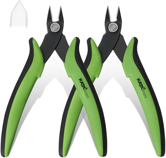 KATA 2-Pack Micro Wire Cutter For Electronics Flush cutter, Precision Side Cutting for Electronics, Craft, Jewelry, Soft Copper, Wire Cables, Floral, Zip tie