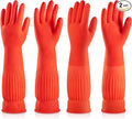 ThxToms Rubber Dishwashing Cleaning Gloves (2-Pair) - Fleece Lined, Reusable, Waterproof with Extra-Long Cuff & Anti-Slip Design for Household & Kitchen Use - Large