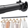 Supforce Closet Rods for Hanging Clothes, 17 to 28 Inches Stepless Adjustable Metal Closet Rod, 1.3 Inches Heavy Duty Clothes Hanging Rod for Closet Wardrobes Laundry RV, Black