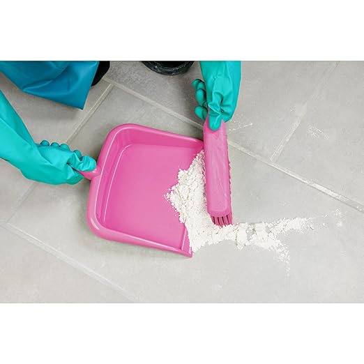 SPARTA Large Handheld Dustpan with Hanging Hole, Heavy-Duty Plastic Dustpan with Wide Lip for Countertops and Surfaces, Plastic, 10 Inches, Pink
