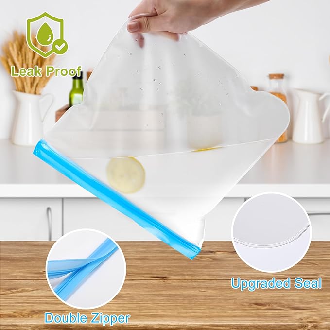 Lerine 10 Pack Reusable Snack Bags Dishwasher Safe, BPA Free Food Storage Bags, Extra Thick Leak-proof Reusable Freezer Bags for Candy, Snack, Cereal, Travel Items, Home Organization (Gray, 10 Snack)