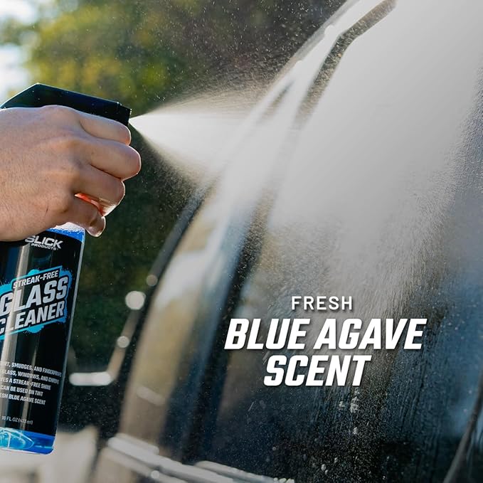 Slick Products Streak-Free Glass Cleaner – Ammonia-Free Window, Mirror, Chrome & Tint Cleaner – Removes Dirt, Smudges & Fingerprints – Ready-to-Use – 16 oz.