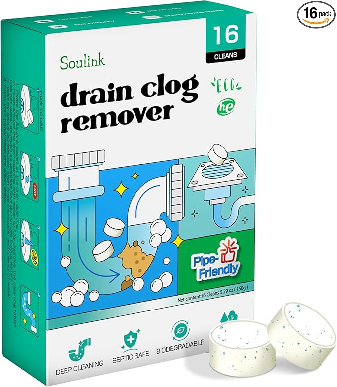 Soulink Drain Clog Remover - 16 Pack Powerful Sink Drain Cleaner