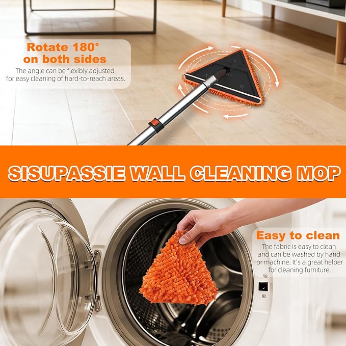 20FT Reach Duster Cleaner Kit, Dusters for Cleaning with Extension Pole, Baseboard & Wall and Window Cleaner Mop for Fan Blades, High Ceiling and Cobweb