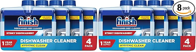 Finish Dishwasher Cleaner Liquid, Deep Cleans Hidden Grease & Limescale, Fights Odors & helps maintain Performance, 1 Year Supply, 8.45oz, (Pack of 8)