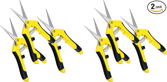 iPower 6.5 Inch Gardening Scissors Hand Pruner Pruning Shear for Gardening and Trimming, Heavy-Duty, Ultra Sharp Stainless Steel, Yellow, 6-Pack