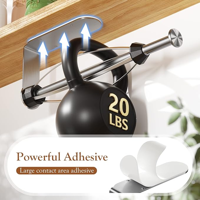 2 Pack Paper Towel Holder Under Cabinet + 2 Towel Robe Hook, Single Hand Operable Under Cabinet Paper Towel Holder, Adhesive Wall Mount Paper Roll Holder for Bathroom Kitchen(Silver)