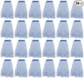 Matthew Cleaning Looped-Open Cotton Wet Mop 1.25'' Universal Headband Heavy Duty Commercial Mop Head Replacement for Indoor&Outdoor Use,Grease Stain Floor Cleaning String Mop Head Refills Pack of 24